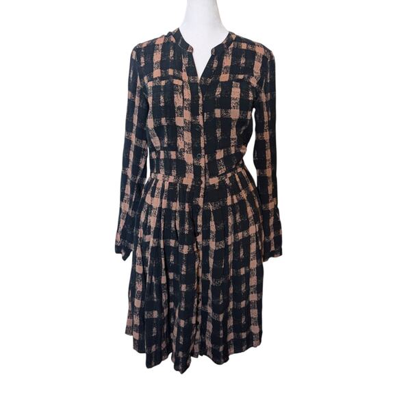 Anthropologie 11.1. TYLHO Black Checkered Button Up Dress Small - Picture 2 of 6